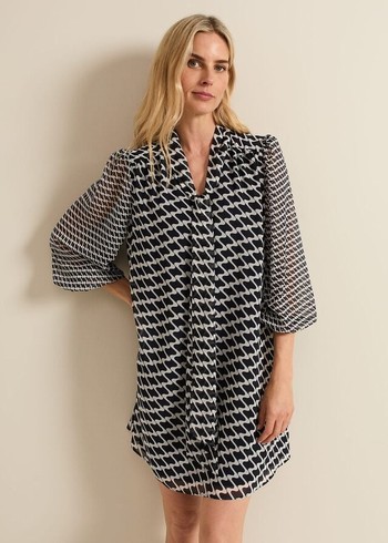 Phase Eight Suki Geo Tunic Dress Navy Australia | WG6217453